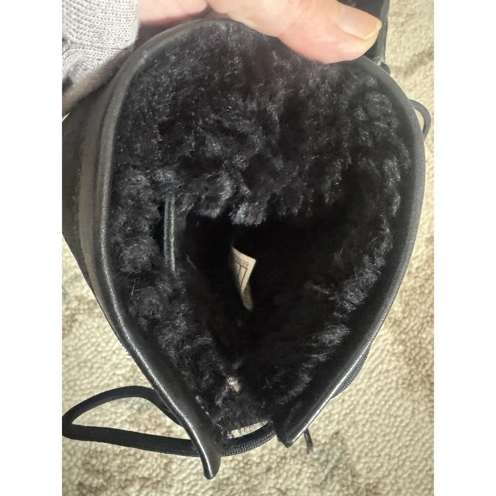 UGG Butte Sheepskin Vibran Lace Up Boots Winter Mens Size10 Black Leather Chukka - Picture 4 of 12